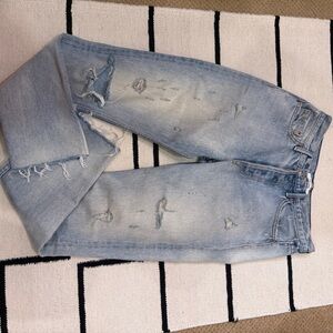 GRLFRND Light Blue Distressed Straight Leg Jeans